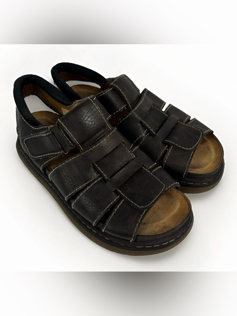 Wolfe Island Men's Comfort Sandals Brown Hook & Loop Adjustable Size 9 Casual